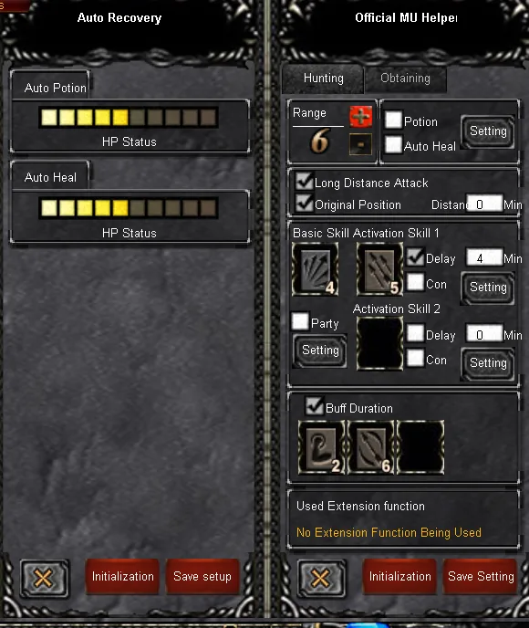 ME - Potion ו־Auto Heal לפי אחוז החיים.