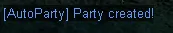 הודעת Party created לאחר היצירה.