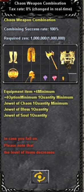 החפצים ליצירת Chaos Weapon