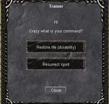 בחירת Resurrect Spirit אצל ה-Trainer