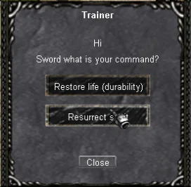בחירת Resurrect Spirit אצל ה-Trainer