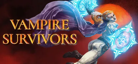 Vampire Survivors - באנר המשחק עם הדמויות מול המון מפלצות