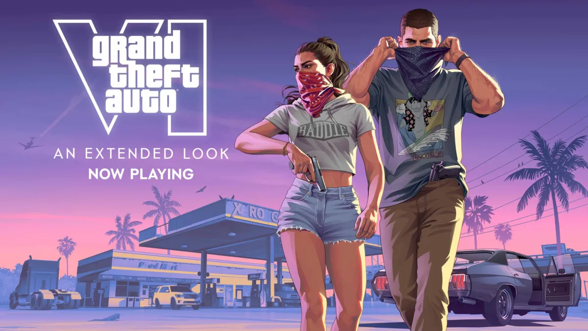 GTA 6 - לוסיה וג'ייסון עם רעולי פנים ליד תחנת דלק ב-Leonida