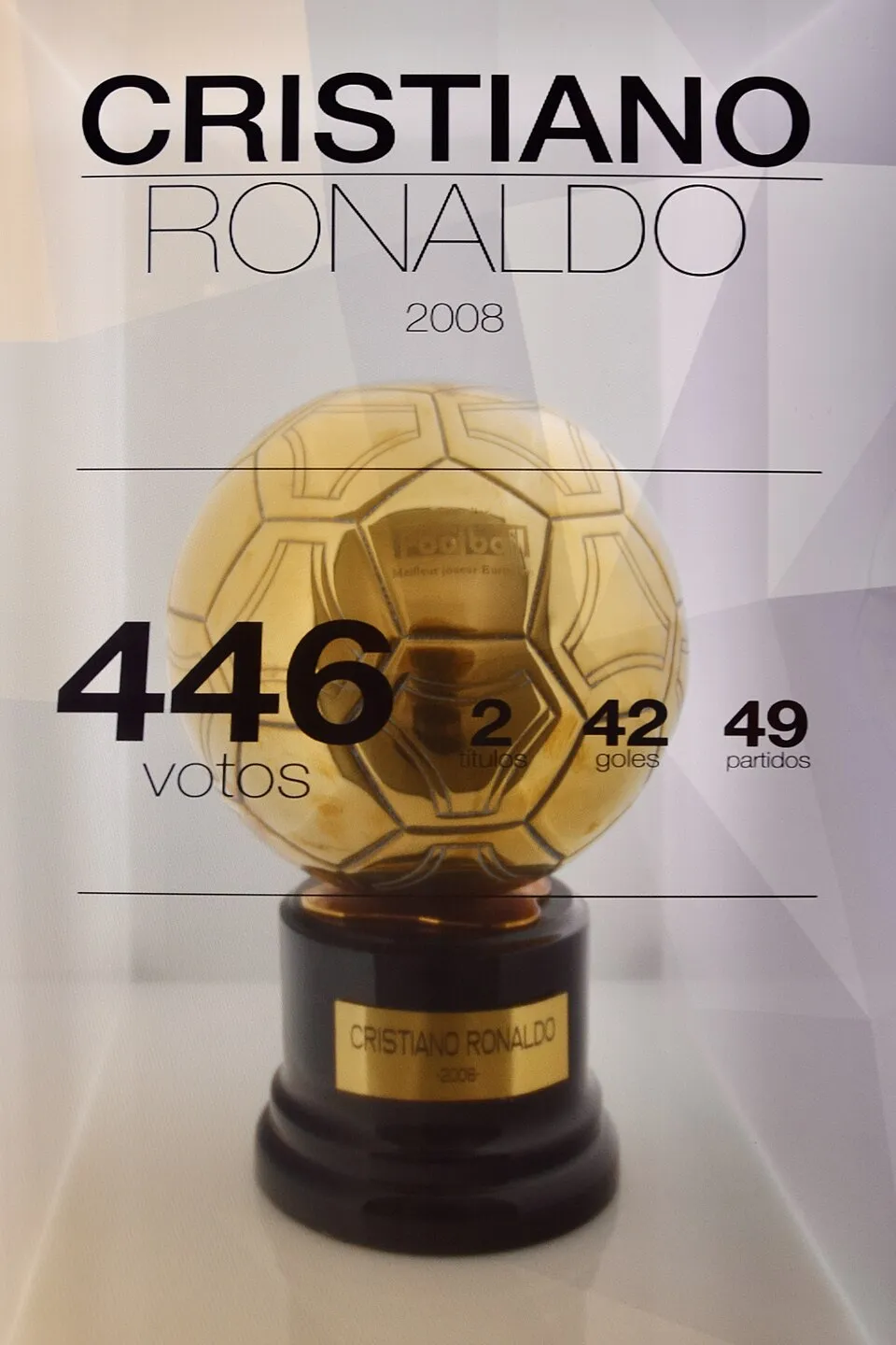 גביע כדור הזהב (Ballon d'Or) של כריסטיאנו רונאלדו משנת 2008 במוזיאון ריאל מדריד